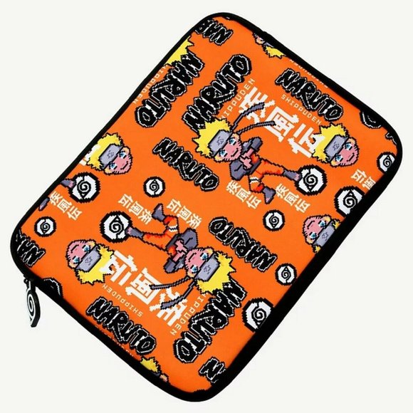 BIOWORLD NARUTO CHIBI SHIPPUDEN 8-BIT SPRITE LAPTOP SLEEVE MEN'S ALLOVER PRINT - Picture 2 of 4